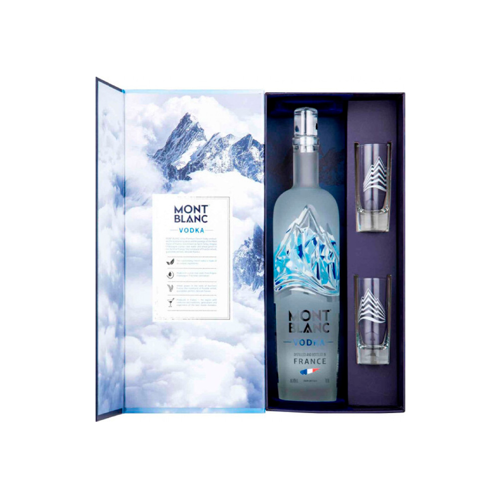 Водка Mont Blanc Gift Box Set + 2 shots 0.7L